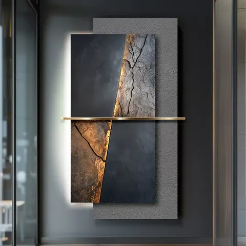 Modern Minimalist LED-Backlit Wall Decor, 3D Abstract Art, Home Decor, Hanging Metal Art, Design-Style Art Decor