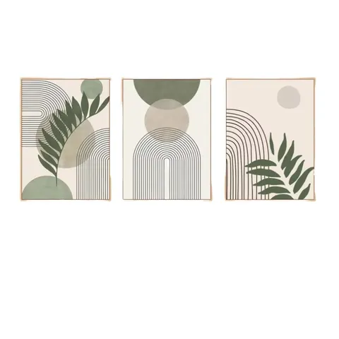Modern Minimalist Nordic Green Plant Abstract Geometry Canvas Painting Morandi Poster  for Wall Art Frame Decoration