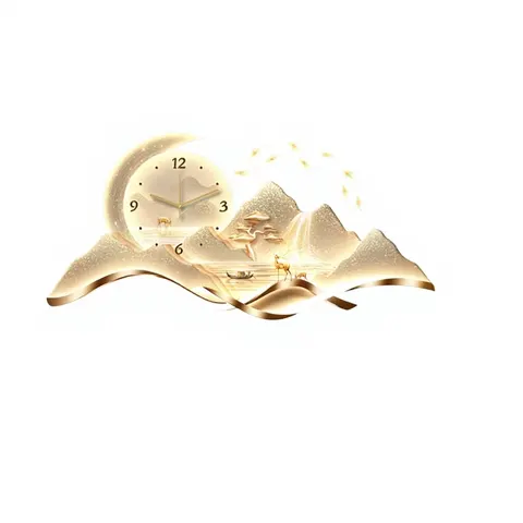 Modern Oil Landscape Painting LED Light Clock Wall Art Home Decor with Eco-Friendly Design