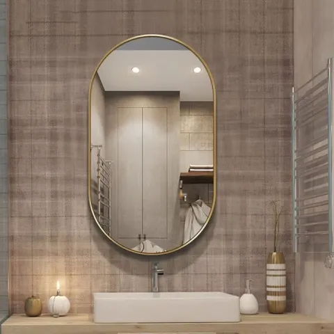 Modern Oval Smart Bathroom Mirror With LED Wall Light Small Mirror for Bathroom Decoration Room Mirror