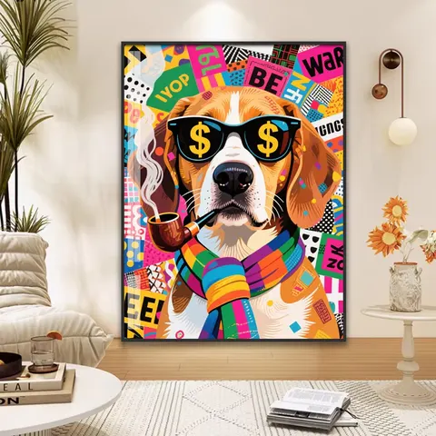 Modern Painting Abstraction Art Animal Painting Corridor Background Wall Cartoon Crystal Porcelain Painting
