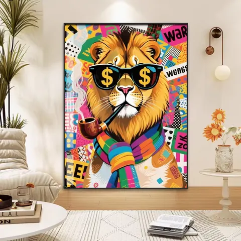 Modern Painting Abstraction Art Animal Painting Corridor Background Wall Cartoon Crystal Porcelain Painting