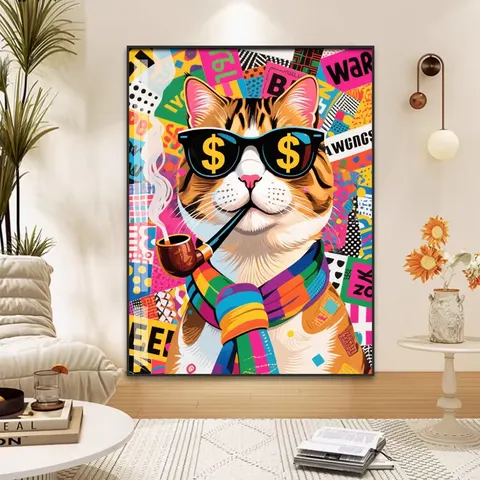 Modern Painting Abstraction Art Animal Painting Corridor Background Wall Cartoon Crystal Porcelain Painting