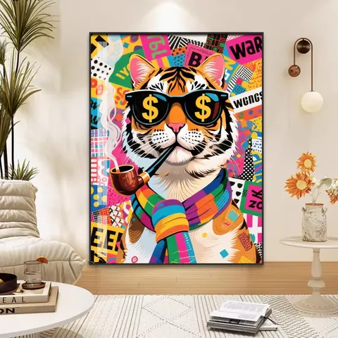 Modern Painting Abstraction Art Animal Painting Corridor Background Wall Cartoon Crystal Porcelain Painting