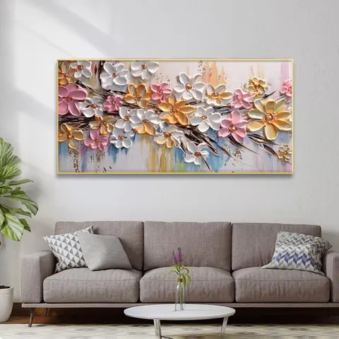 Modern Painting Art Flower Painting Sofa Background Wall Crystal Porcelain Production Oil Paint Home Decor Painting