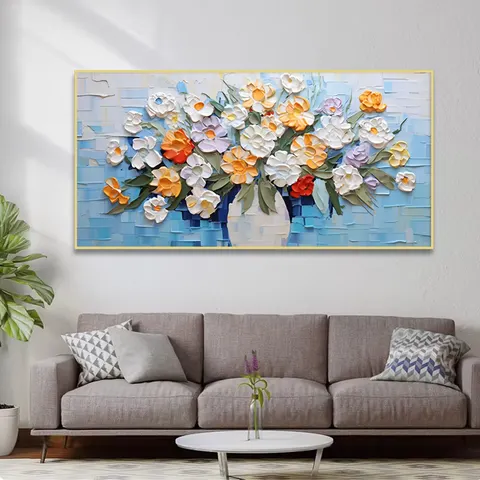 Modern Painting Art Flower Painting Sofa Background Wall Crystal Porcelain Production Oil Paint Home Decor Painting