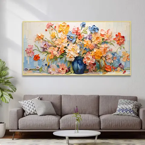 Modern Painting Art Flower Painting Sofa Background Wall Crystal Porcelain Production Oil Paint Home Decor Painting