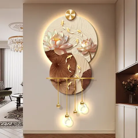 Modern Painting Art Home Decor Painting Nine Fish Diagram Entrance Hall Crystal Porcelain Painting Background Wall Painting