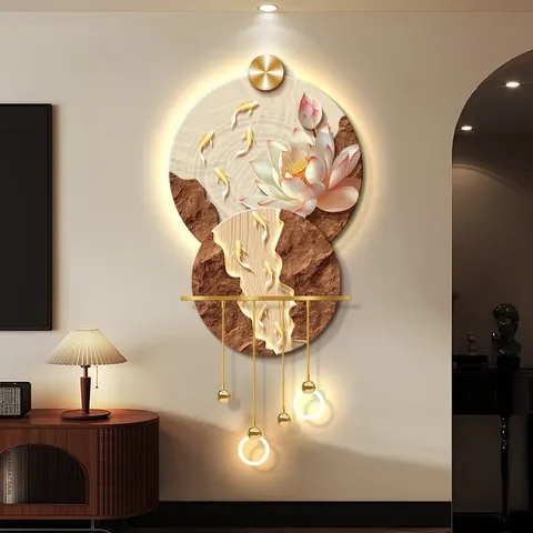 Modern Painting Art Home Decor Painting Nine Fish Diagram Entrance Hall Crystal Porcelain Painting Background Wall Painting