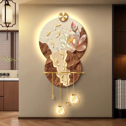 Modern Painting Art Home Decor Painting Nine Fish Diagram Entrance Hall Crystal Porcelain Painting Background Wall Painting