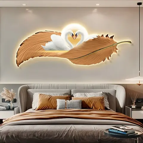 Modern Painting Art Light Luxury Feather Crystal Painting Led Wall Art Home Decor Paintings Manufacturers Wholesale