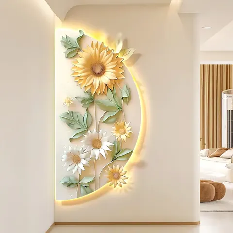 Modern Painting Corridor Background Wall Glowed LED Painting Sunflower Living Room Art Decor Flower Painting