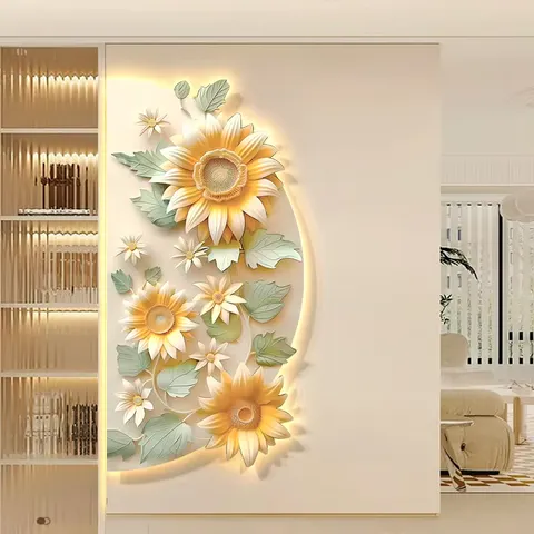 繁花 单幅 装饰画 现代简约 玄关背景墙挂画 LED带灯画