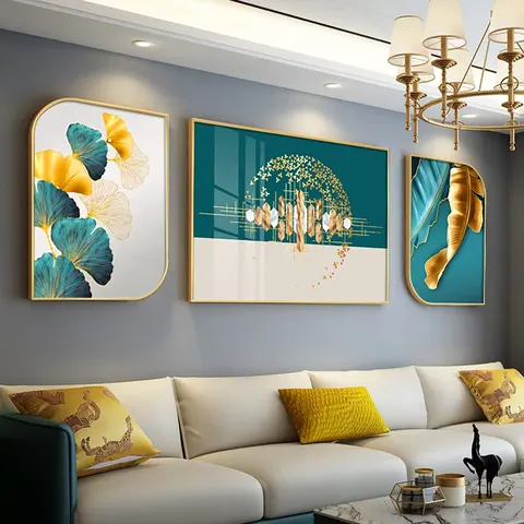 Modern Painting High-end Atmosphere Triptych Living Room Sofa Background Acrylic Crystal Painting Wall Art Home Decor Paintings