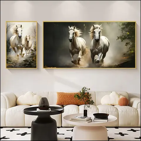 Modern Painting Horse Art Home Decor Painting Sofa Backdrop Wall Crystal Porcelain Painting