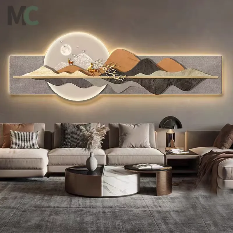 Modern Painting Irregular square Simple Fashion Wall Art Home Decor Living Room Hanging Painting with Led Wall Art