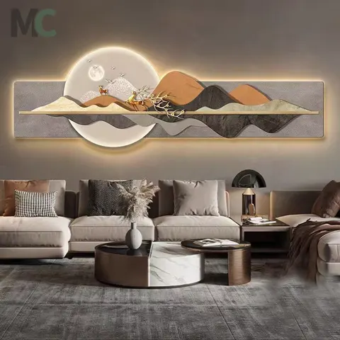 Modern Painting Irregular square Simple Fashion Wall Art Home Decor Living Room Hanging Painting with Led Wall Art