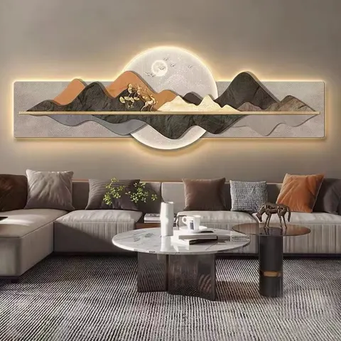 Modern Painting Irregular square Simple Fashion Wall Art Home Decor Living Room Hanging Painting with Led Wall Art