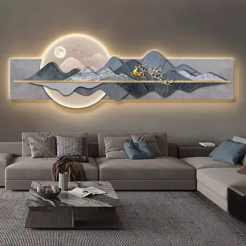 Modern Painting Irregular square Simple Fashion Wall Art Home Decor Living Room Hanging Painting with Led Wall Art
