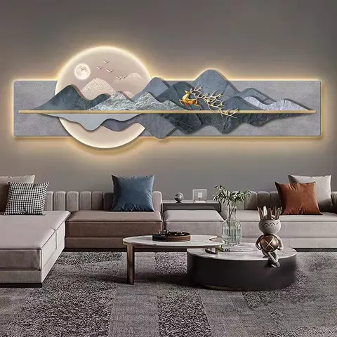 Modern Painting Irregular square Simple Fashion Wall Art Home Decor Living Room Hanging Painting with Led Wall Art