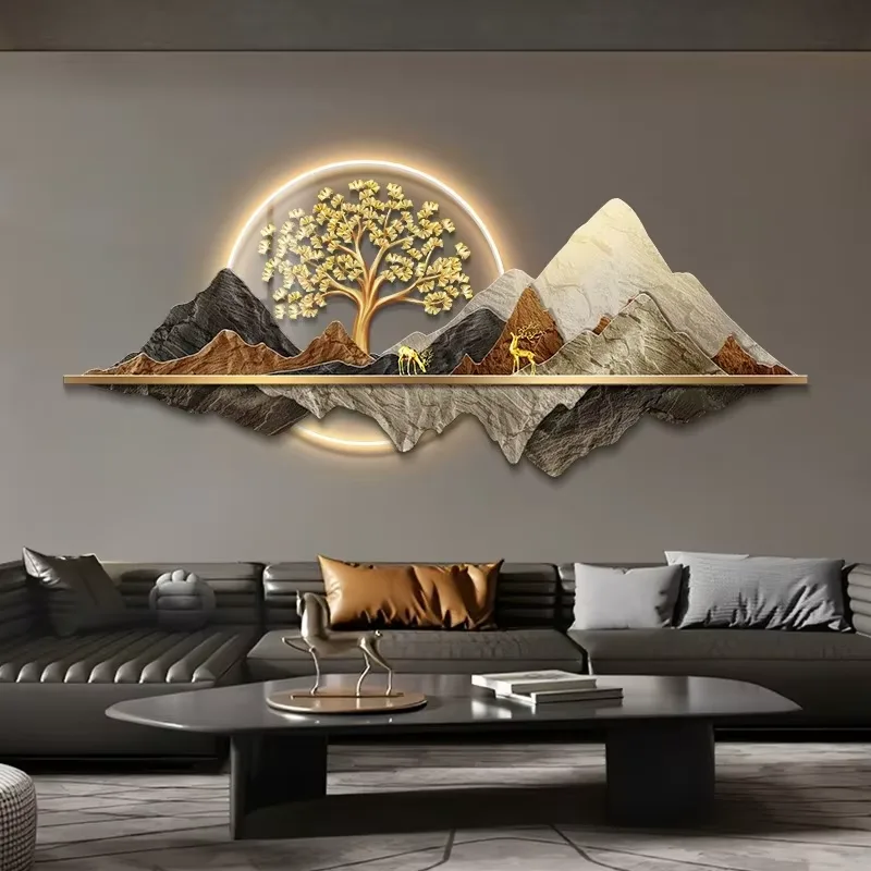 Modern Painting Living Room Sofa Background Wall Flowing Water Wealth Led Wall Art Atmosphere Home Decora Paintings