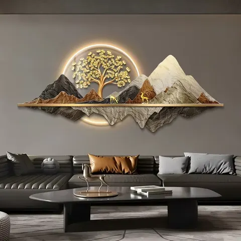Modern Painting Living Room Sofa Background Wall Flowing Water Wealth Led Wall Art Atmosphere Home Decora Paintings