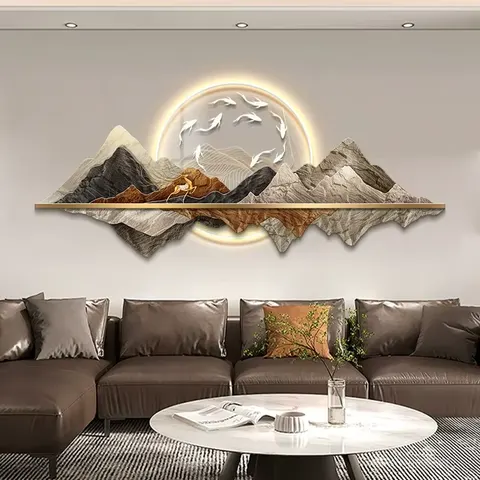 Modern Painting Living Room Sofa Background Wall Flowing Water Wealth Led Wall Art Atmosphere Home Decora Paintings