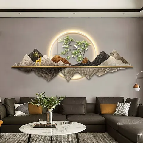 Modern Painting Living Room Sofa Background Wall Flowing Water Wealth Led Wall Art Atmosphere Home Decora Paintings
