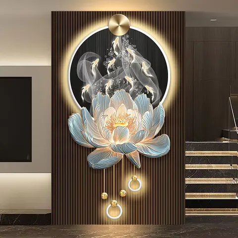 Modern Painting Metal Pendant Acrylic LED Paintings UV Engraving Art Home Decor Flower Painting