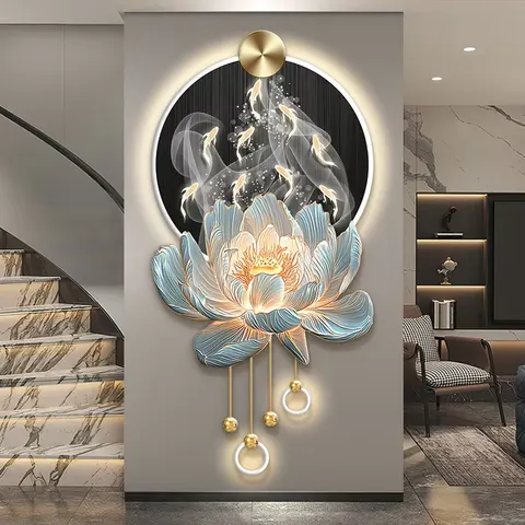 繁花 单幅 装饰画 现代简约 客厅背景墙挂画 LED带灯画