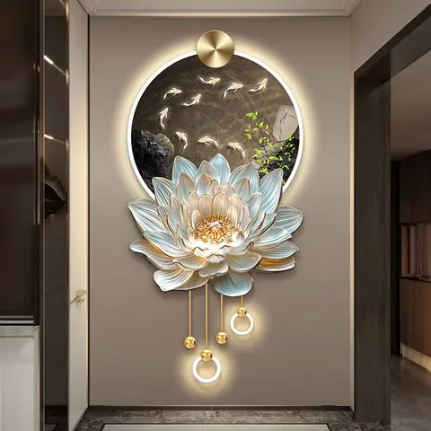 繁花 单幅 装饰画 现代简约 客厅背景墙挂画 LED带灯画