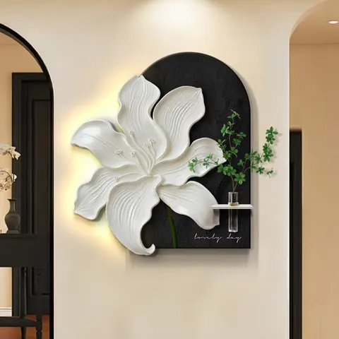 Modern Painting Sandstone Fabric Art Home Decor Painting Hydroponics Green Plants LED Decor Painting