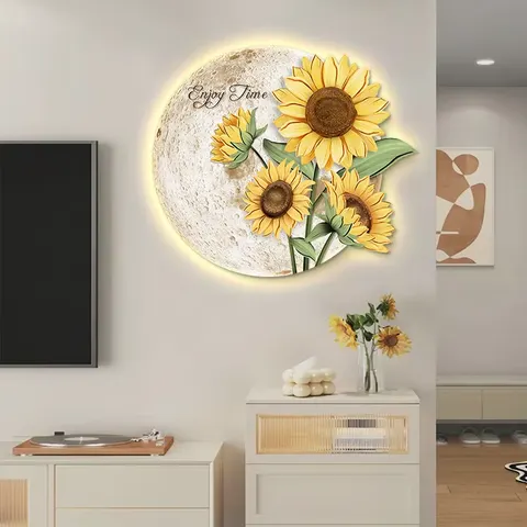 繁花 单幅 装饰画 现代简约 餐厅背景墙挂画 LED带灯画