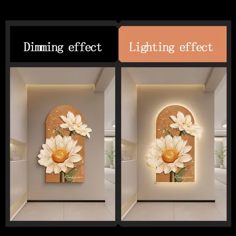 Modern Painting Sunflower Uv Engraving Crystal Porcelain Painting Entrance Hall Backdrop Wall Flower Painting