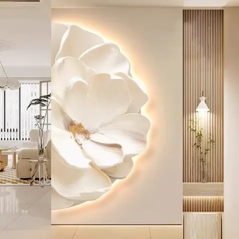 Modern Painting UV Engraving Crystal Porcelain Painting Corridor Backdrop Wall LED Flower Painting