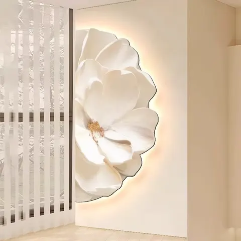 Modern Painting UV Engraving Crystal Porcelain Painting Corridor Backdrop Wall LED Flower Painting