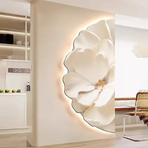 Modern Painting UV Engraving Crystal Porcelain Painting Corridor Backdrop Wall LED Flower Painting