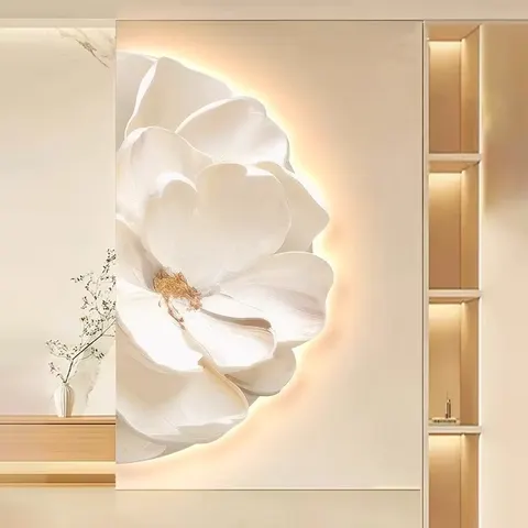 Modern Painting UV Engraving Crystal Porcelain Painting Corridor Backdrop Wall LED Flower Painting