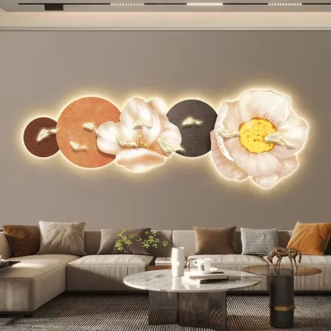 Modern Painting UV Engraving Floral Paintings Living Room Sofa Background Wall Crystal Porcelain Painting Art Decoration