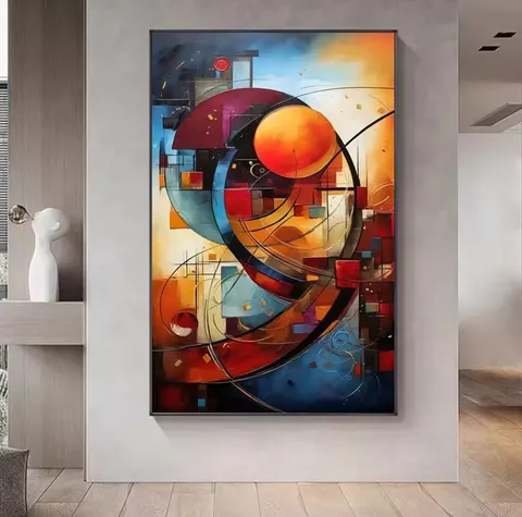 Modern Pop Art Painting Geometric Abstract Art Poster Picture Black Portrait Painting Wall Art for Bedroom Decor