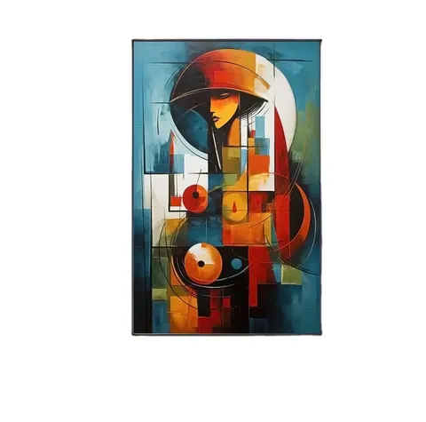 Modern Pop Art Painting Geometric Abstract Art Poster Picture Black Portrait Painting Wall Art for Bedroom Decor