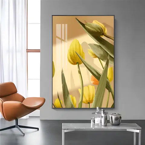 繁花 单幅 装饰画 北欧风 餐厅背景墙挂画 手绘油画