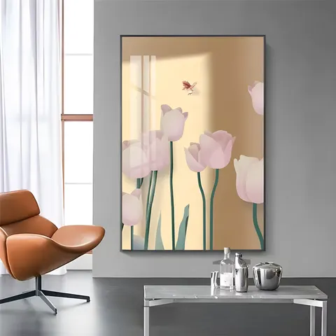 繁花 单幅 装饰画 北欧风 餐厅背景墙挂画 手绘油画