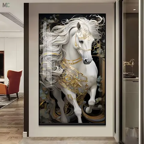 Modern Popularity Art Steed Home Decor Painting Office Corridor Background Wall Crystal Porcelain Painting