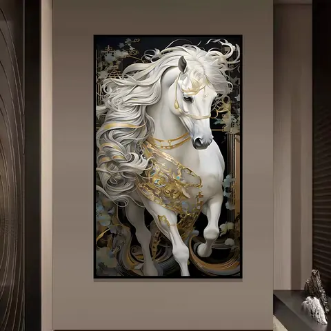 Modern Popularity Art Steed Home Decor Painting Office Corridor Background Wall Crystal Porcelain Painting
