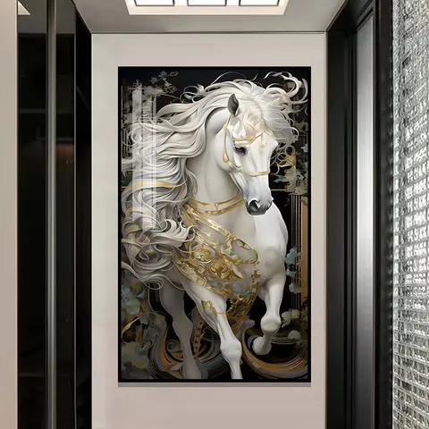 Modern Popularity Art Steed Home Decor Painting Office Corridor Background Wall Crystal Porcelain Painting