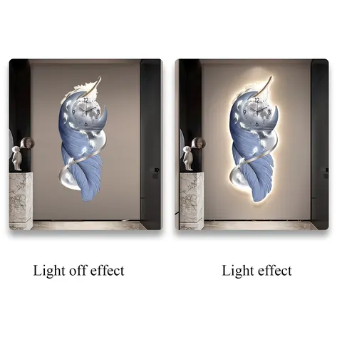 Modern Porch Art Decorative Painting with Clock High-grade Feather Corridor Nine Fish Picture Crystal Porcelain Painting