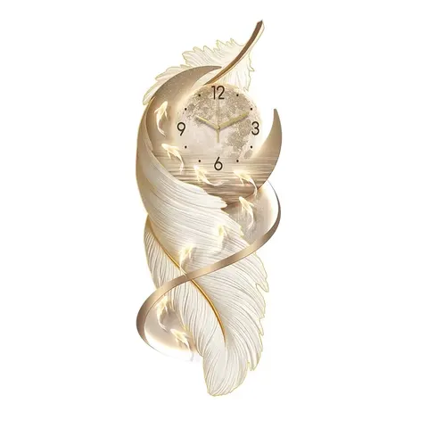 Modern Porch Art Decorative Painting with Clock High-grade Feather Corridor Nine Fish Picture Crystal Porcelain Painting