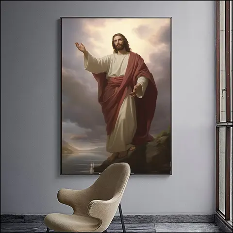 Modern Religion Art Background Wall Mural Painting Portrait of Jesus Christianity Poster Home Decor Paintings
