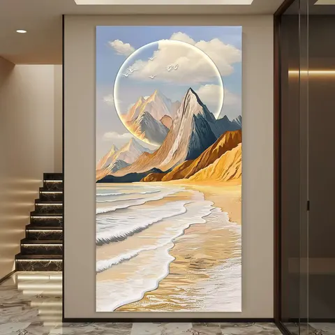 Modern Sandstone Mountain Landscape Entryway Wall Art Decorative Painting Corridor Entrance Art Home Decor Painting